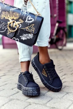 Damskie Tenisówki Na Platformie Czarne Big City Life