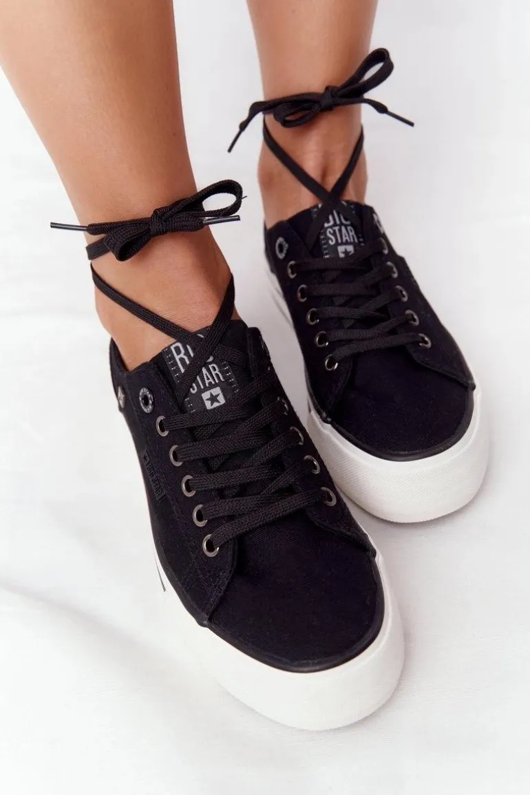 Damskie Tenisówki Na Platformie BIG STAR HH274056 Czarne