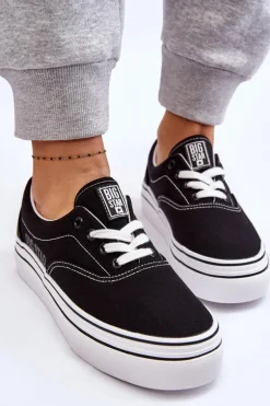 Damskie Tenisówki Na Platformie Big Star LL274230 Czarne