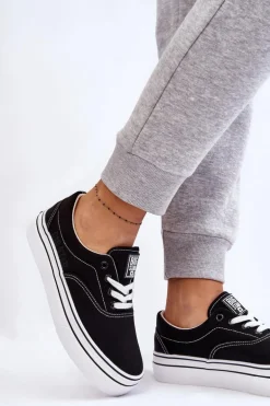 Damskie Tenisówki Na Platformie Big Star LL274230 Czarne