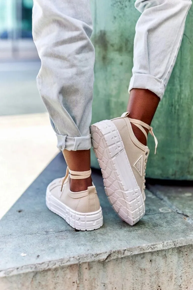 Damskie Tenisówki Na Platformie Beżowe Big City Life
