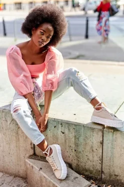 Damskie Tenisówki Na Platformie Beżowe Big City Life