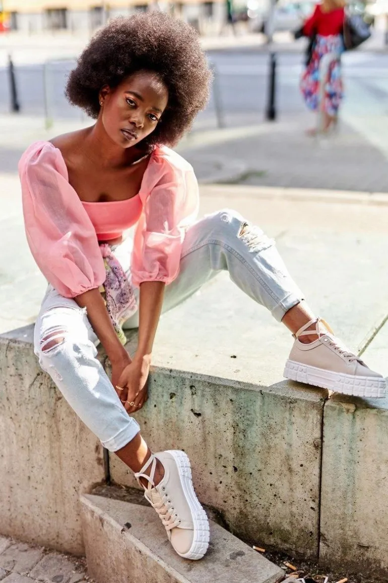 Damskie Tenisówki Na Platformie Beżowe Big City Life