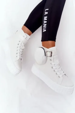 Damskie Tenisówki Na Platformie Z Nerką Białe Popcorn