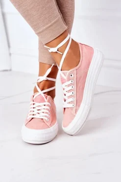 Damskie Tenisówki Na Platformie Lee Cooper LCW-21-31-0125L Koralowe