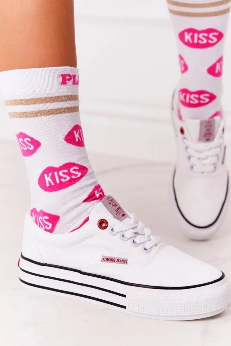 Damskie Tenisówki Na Platformie CROSS JEANS FF2R4001C Białe
