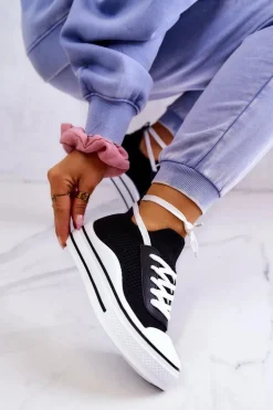 Damskie Tenisówki Skarpetkowe Czarne Soren