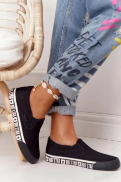 Damskie Tenisówki Slip-on Big Star HH274012 Czarne