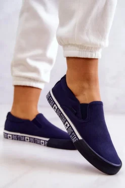 Damskie Tenisówki Slip-on Big Star HH274011 Granatowe