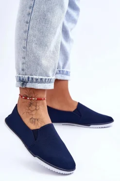 Damskie Tenisówki Slip-On Granatowe Versali