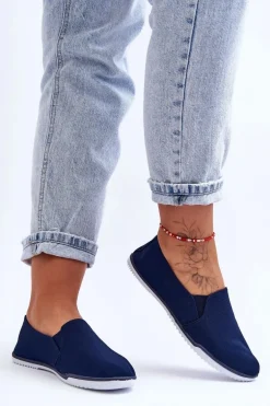 Damskie Tenisówki Slip-On Granatowe Versali