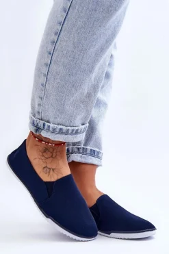 Damskie Tenisówki Slip-On Granatowe Versali