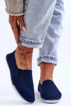 Damskie Tenisówki Slip-On Granatowe Versali