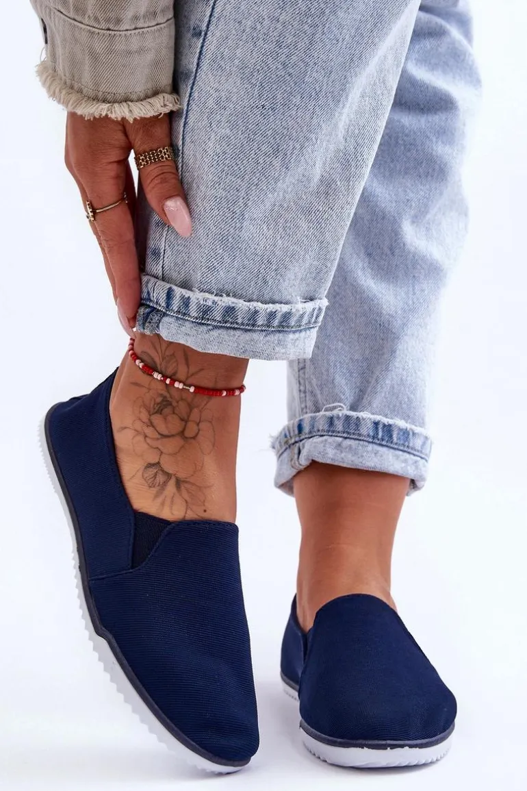 Damskie Tenisówki Slip-On Granatowe Versali