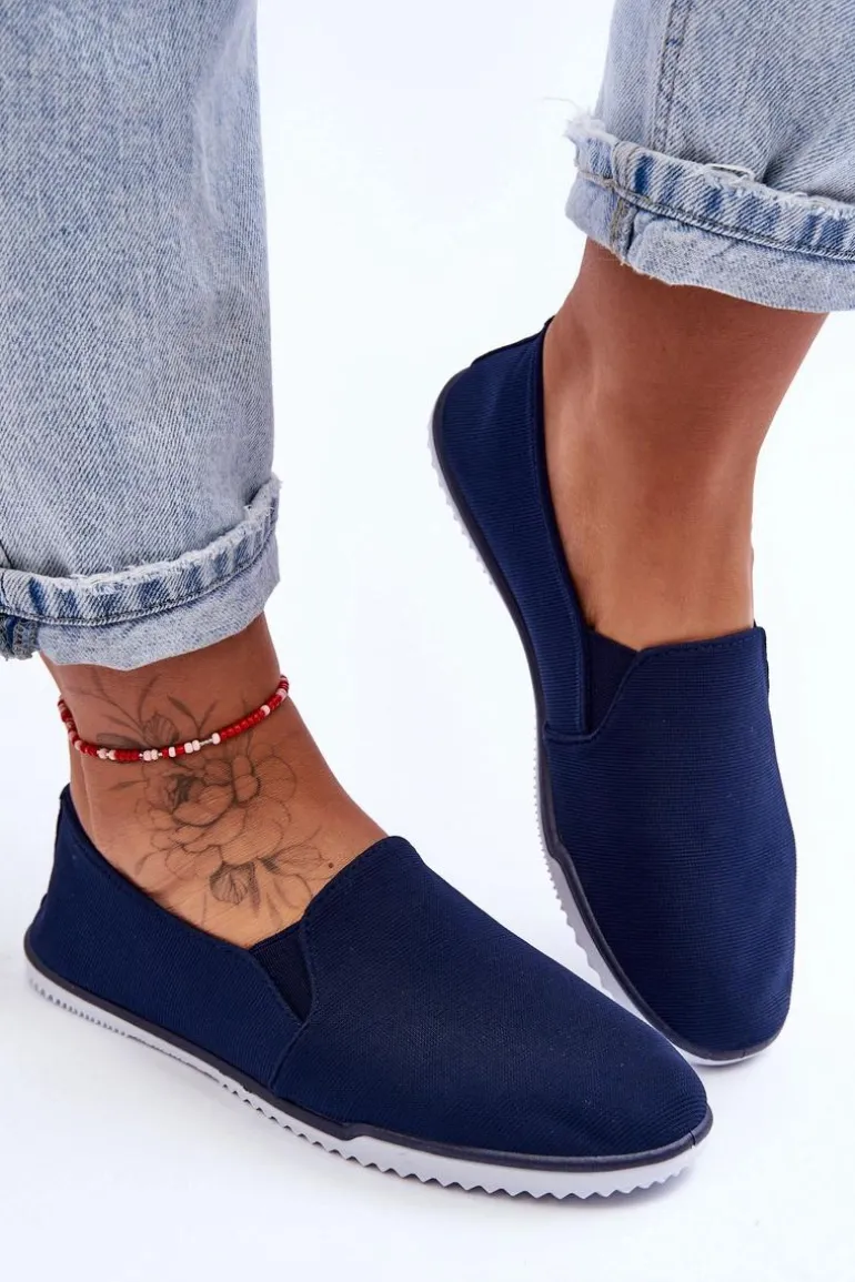 Damskie Tenisówki Slip-On Granatowe Versali
