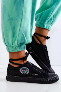 Damskie Tenisówki Trampki BIG STAR JJ274A256 Czarne