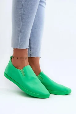 Damskie Tenisówki Trampki Slip-On Zielone Lovinia