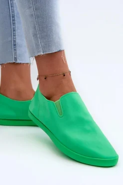 Damskie Tenisówki Trampki Slip-On Zielone Lovinia