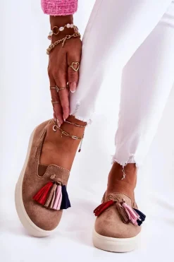 Damskie Tenisówki Trampki Slip-On Brązowe Venira