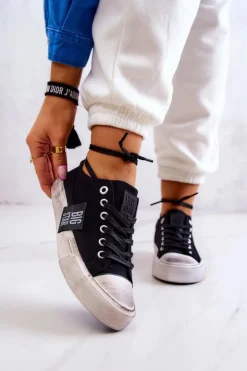 Damskie Tenisówki Trampki BIG STAR JJ274354 Czarno-Białe