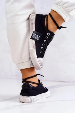 Damskie Tenisówki Trampki BIG STAR JJ274354 Czarno-Białe