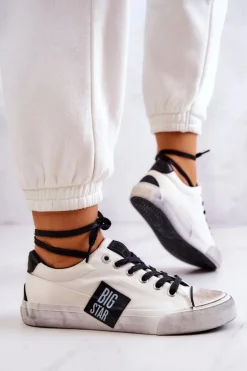 Damskie Tenisówki Trampki BIG STAR JJ274350 Biało-Czarne