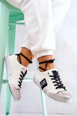 Damskie Tenisówki Trampki BIG STAR JJ274350 Biało-Czarne