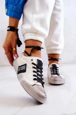 Damskie Tenisówki Trampki BIG STAR JJ274350 Biało-Czarne