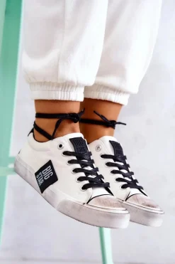 Damskie Tenisówki Trampki BIG STAR JJ274350 Biało-Czarne