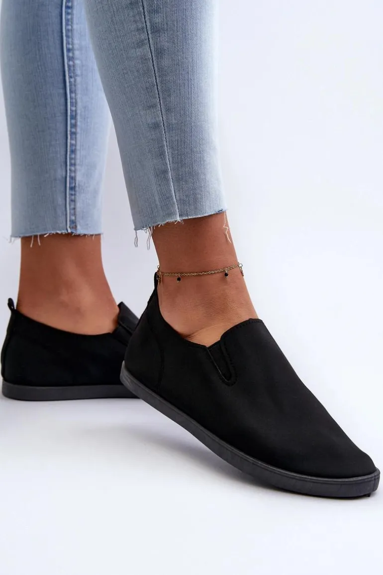 Damskie Tenisówki Trampki Slip-On Czarne Lovinia