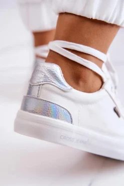 Damskie Tenisówki Wiązane Cross Jeans JJ2R4038C Białe
