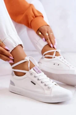 Damskie Tenisówki Wiązane Cross Jeans JJ2R4038C Białe