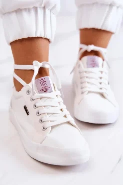 Damskie Tenisówki Wiązane Cross Jeans JJ2R4038C Białe