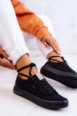 Damskie Tenisówki Wiązane Cross Jeans JJ2R4039C Czarne