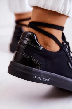 Damskie Tenisówki Wiązane Cross Jeans JJ2R4039C Czarne