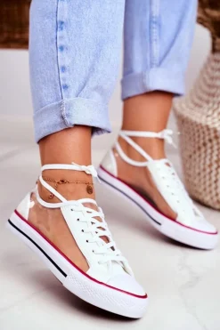 Damskie Trampki Białe Przezroczyste Elementy Grace