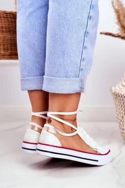 Damskie Trampki Białe Przezroczyste Elementy Grace