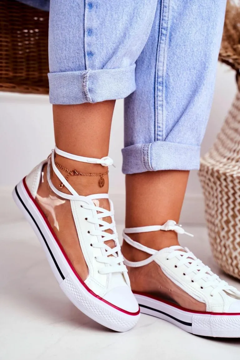 Damskie Trampki Białe Przezroczyste Elementy Grace