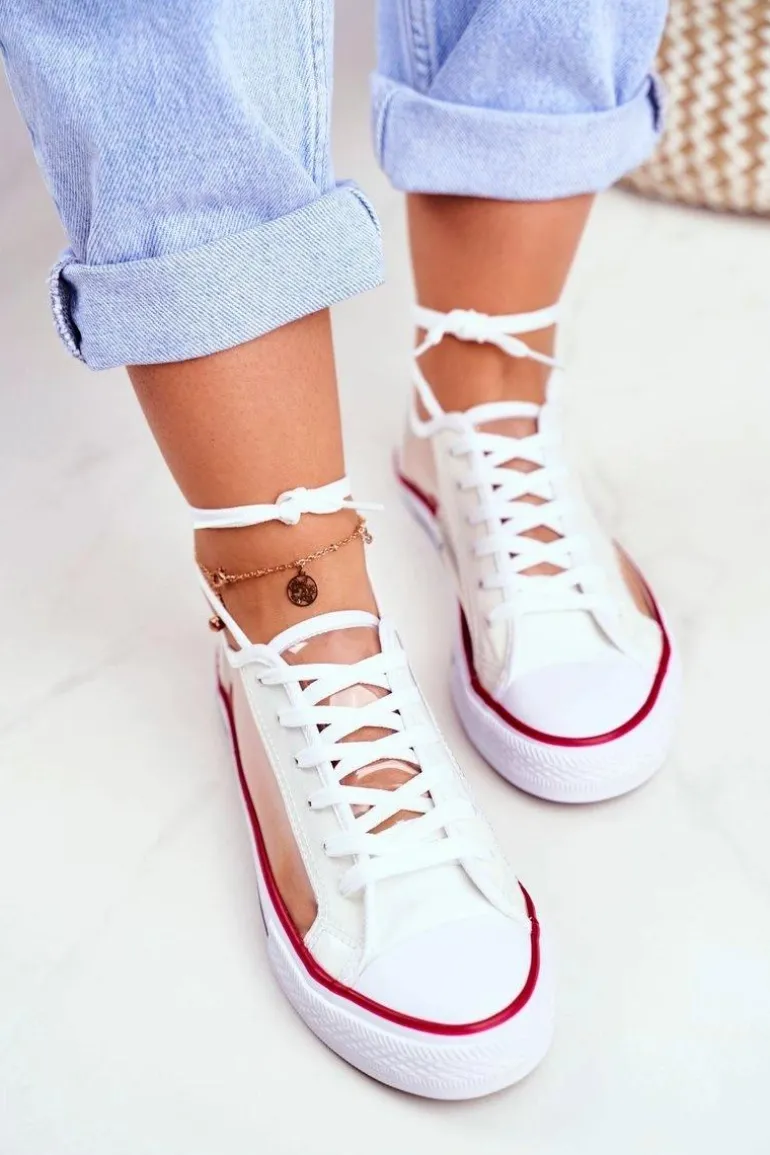 Damskie Trampki Białe Przezroczyste Elementy Grace