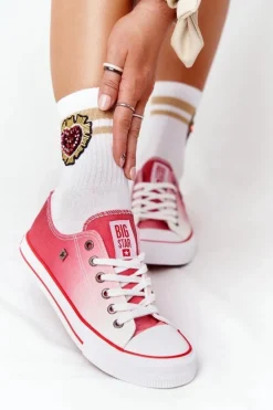 Damskie Trampki BIG STAR HH274130 Ombre Czerwone