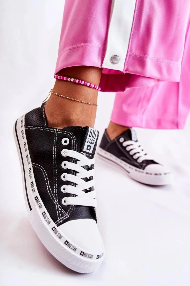 Damskie Trampki Big Star Ażurowe Czarne FF274023