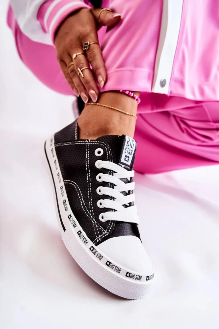 Damskie Trampki Big Star Ażurowe Czarne FF274023