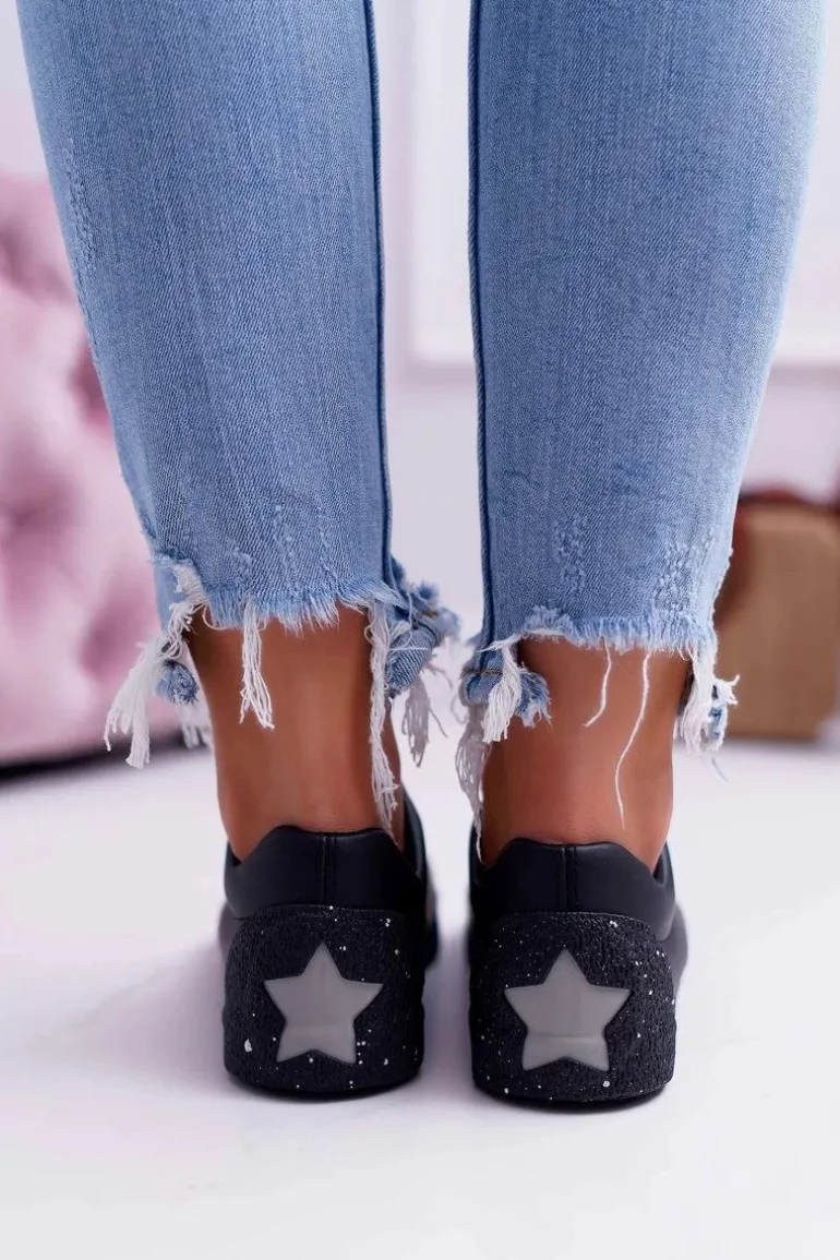 Damskie Trampki Big Star Szara Gwiazda Czarne AA274A008