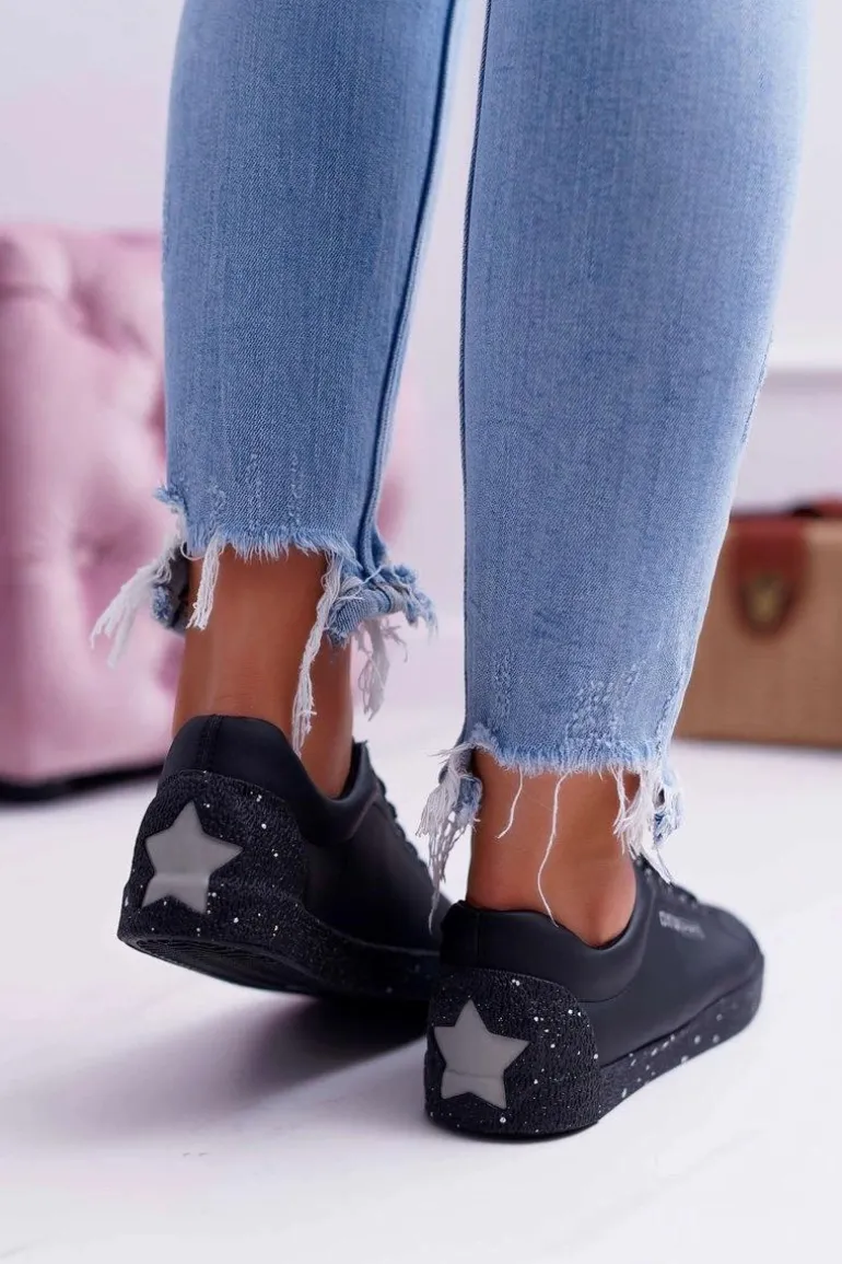 Damskie Trampki Big Star Szara Gwiazda Czarne AA274A008