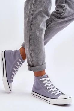 Damskie Trampki Klasyczne Wysokie Szare Remos