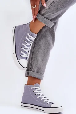 Damskie Trampki Klasyczne Wysokie Szare Remos