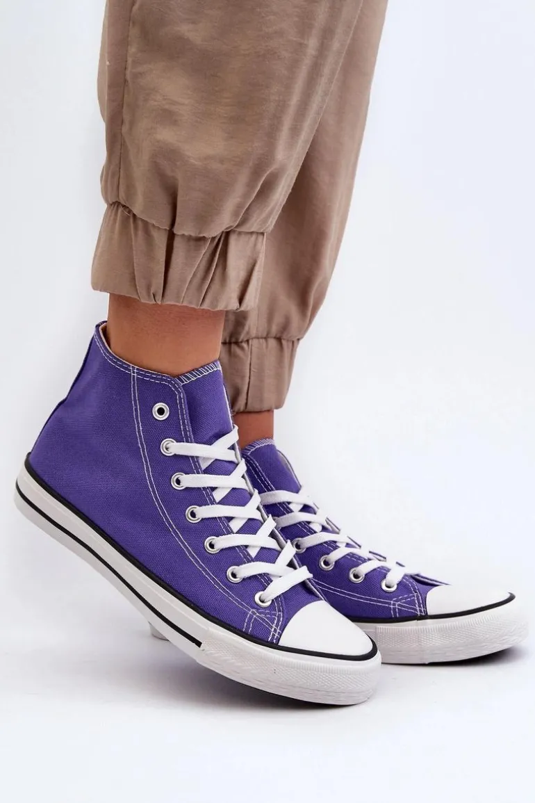 Damskie Trampki Klasyczne Wysokie Fioletowe Remos