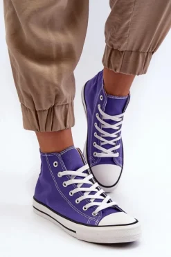 Damskie Trampki Klasyczne Wysokie Fioletowe Remos