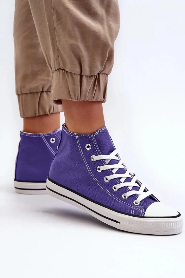 Damskie Trampki Klasyczne Wysokie Fioletowe Remos