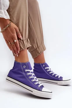 Damskie Trampki Klasyczne Wysokie Fioletowe Remos